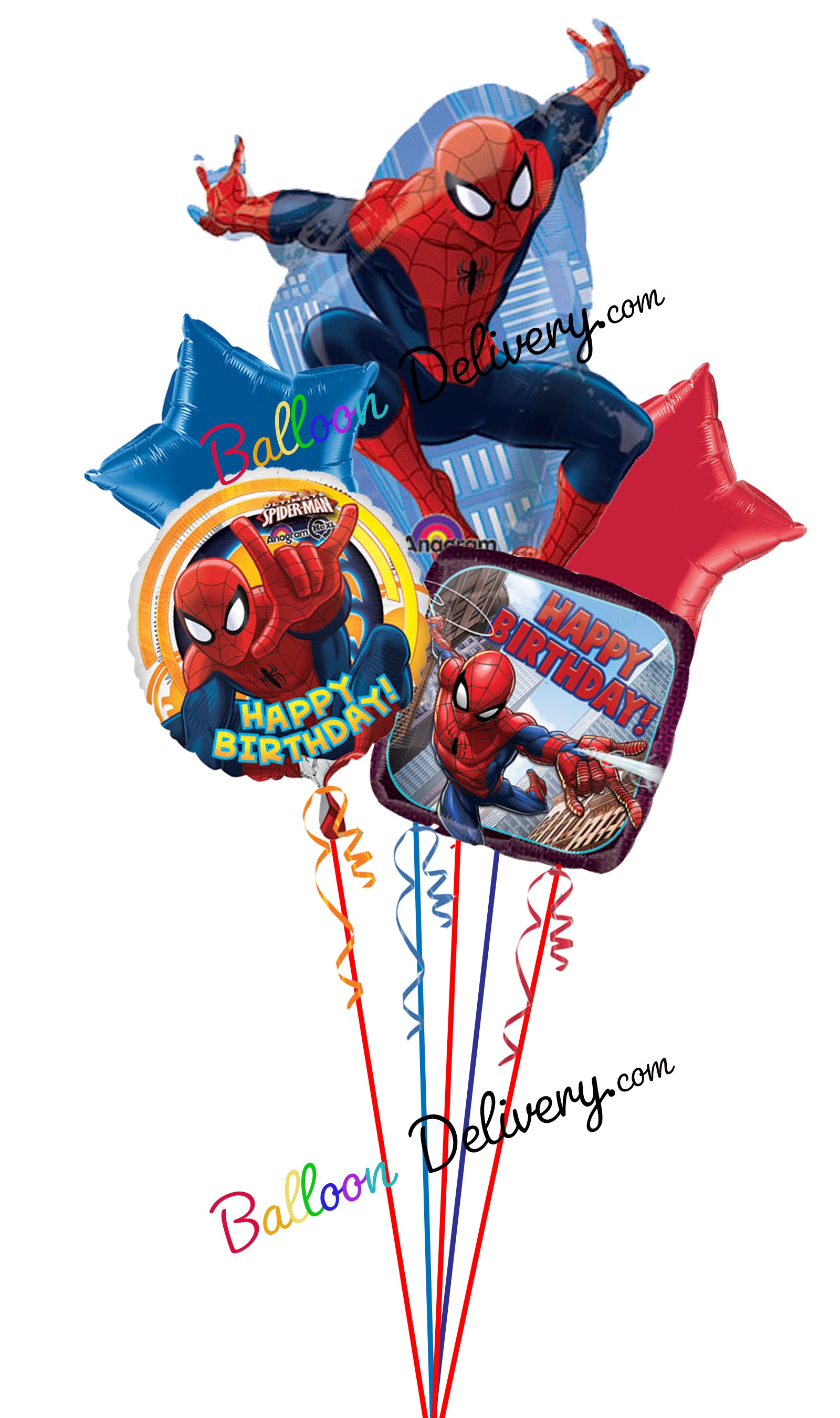 Spiderman 5 Balloon Centerpiece/Bouquet