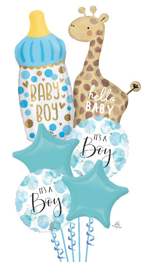 It's a Boy Giraffe & Baby Bottle Mylar Bouquet