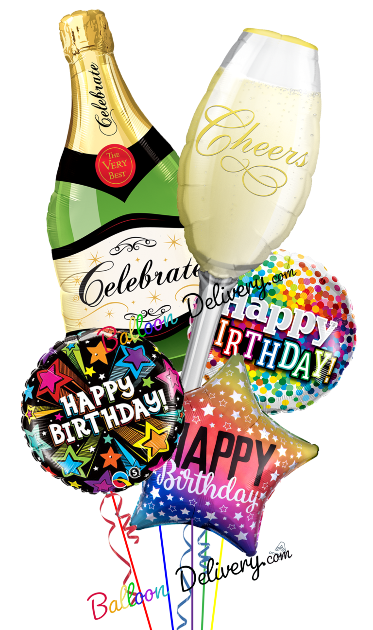 Champagne Wishes Birthday Balloon Bouquet