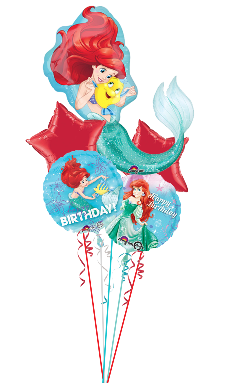 Little Mermaid 5 Balloon Centerpiece/Bouquet