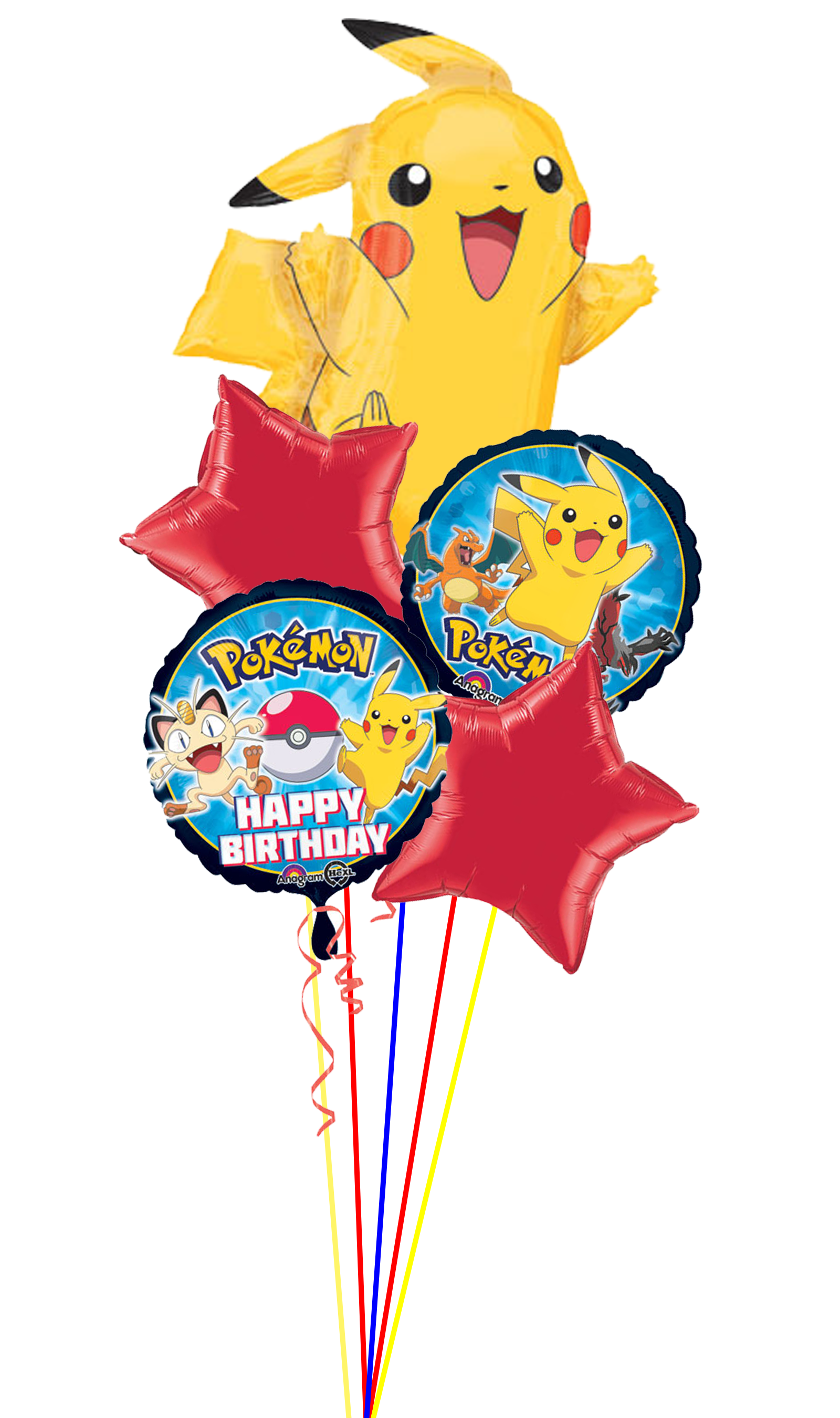 Pokemon Pikachu Birthday Balloon Party 5 counts Foil Balloons Bouquet 