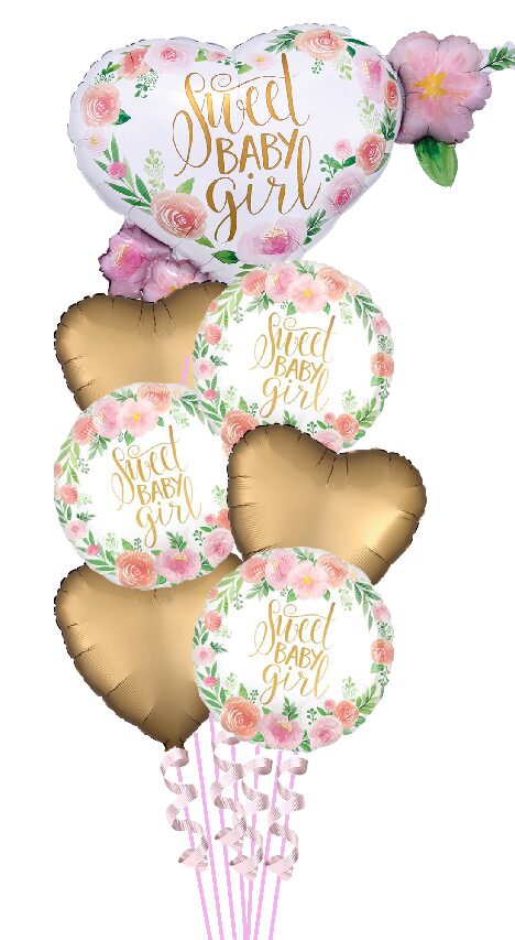 Sweet Baby Girl Mylar Bouquet