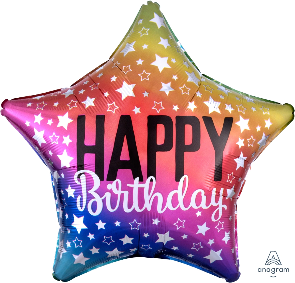 20 Inch Happy Birthday Star Mylar Balloon