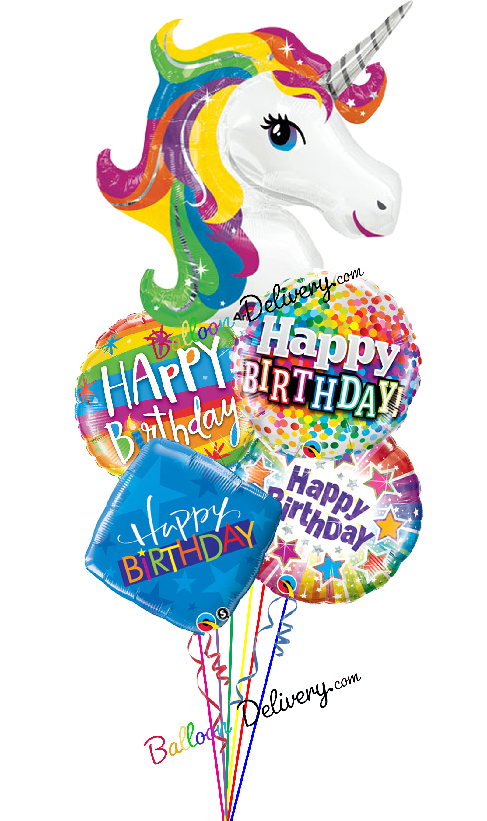 Sparkling Believe in Unicorn 5pc Mylars Birthday Bouquet Foil Balloons 