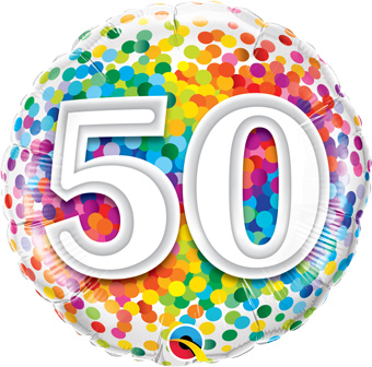 ontwikkeling Asser Samengesteld 18 inch Happy Birthday “50” Rainbow Confetti Balloon